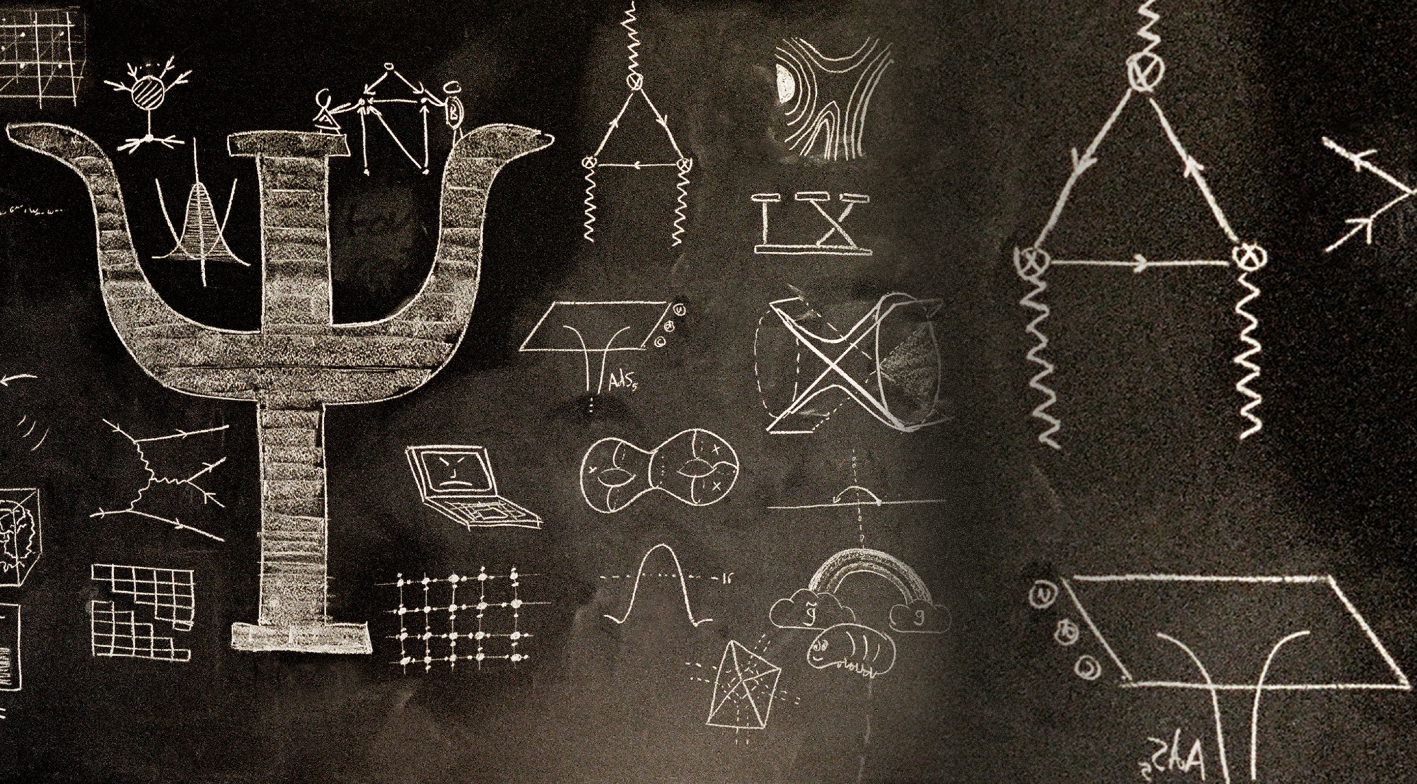 Blackboard image with drawings and equations