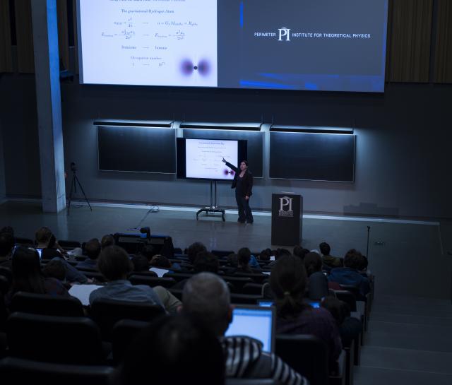 Asimina Arvanitaki presenting her work to an audience for PI days