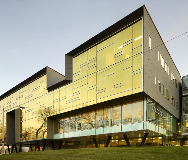 Perimeter Institute building, golden facade, Credit Tom Arban