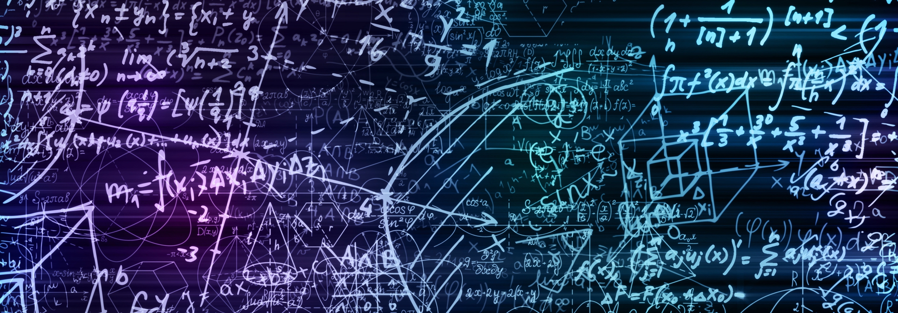 Many equations layered on top of each other on a dark background