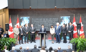 Canadian Prime Minister Justin Trudeau speaking at Perimeter Institute