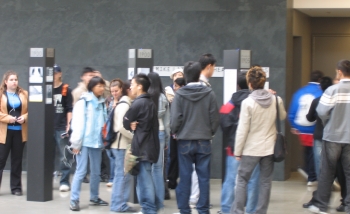 School group in Perimeter Institute's atrium