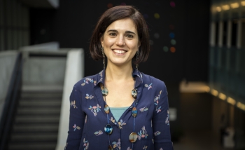 Portrait of Flaminia Giacomini in Perimeter Institute's Atrium