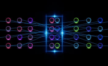 Illustration of rows of circles connected by straight lines